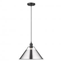  3306-L BLK-CH - Orwell 14" Wide Large Pendant in Matte Black with Chrome